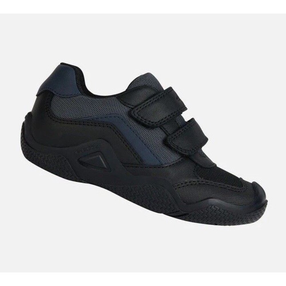 GEOX New Wader Boy LEATHER Sneakers Shoes 6 Big Kids Black ITALIAN PATENT J4530C